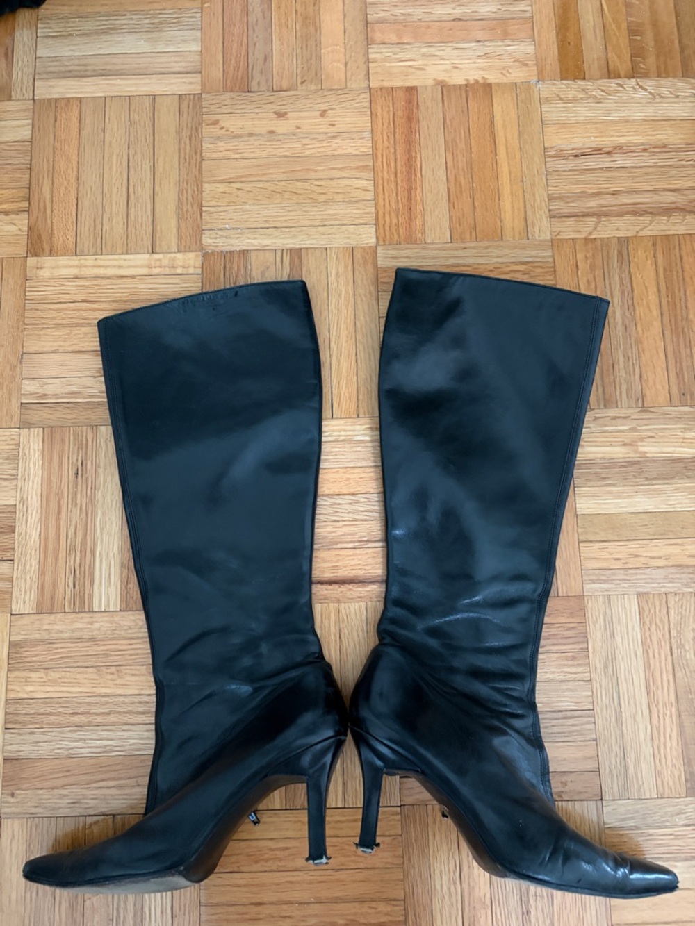 Stuart Weitzman Black Knee-High Stiletto Boots